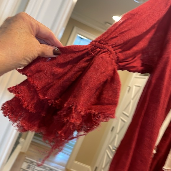 Lorena Lang red linen poet blouse - Picture 3 of 11